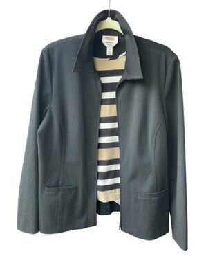 Talbots Women’s Black Full Zip Stretch Blazer Jacket Size 12